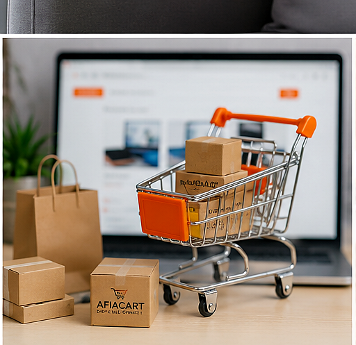Online shopping cart and products on Afiacart