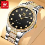 OLEVS Men’s Luxury Diamond Stone Watch – Elegant Chain Strap Quartz Wristwatch for Business, Formal & Casual Wear